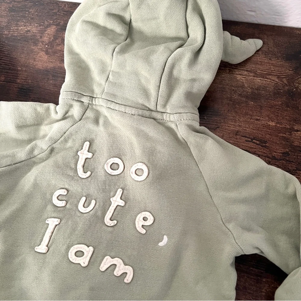 GAP DISNEY Kid's Baby Yoda Green Zip Up Hooded Jacket Size 12-18 M